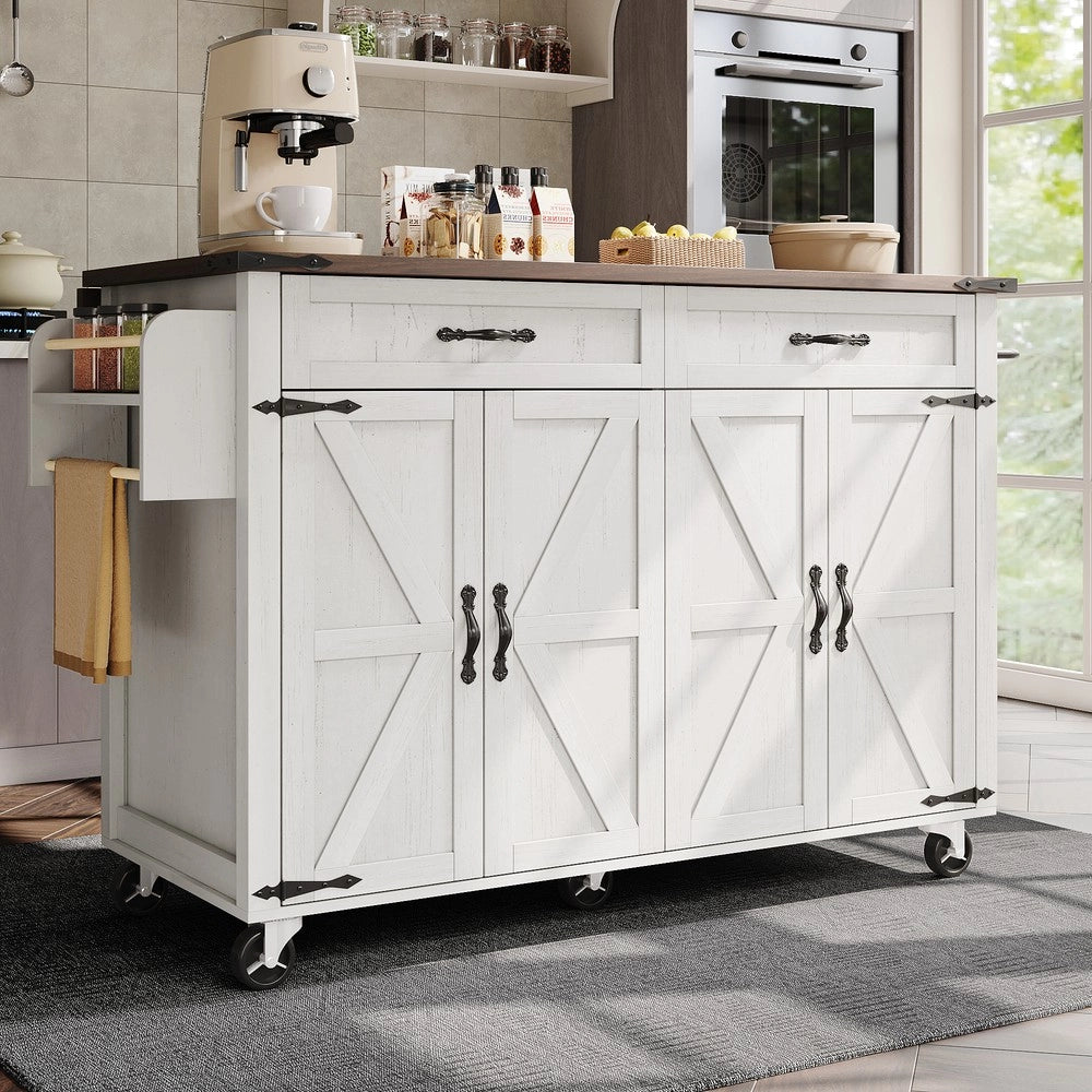 Carrello da Cucina con Piano Estraibile ¨C Xylo ¨C Legno, 4 Ante e 2 Cassetti