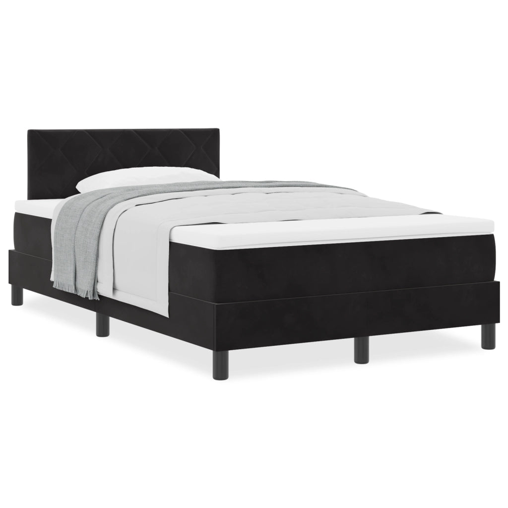 Letto Doppio Piccolo Box Spring con Materasso Nero in Velluto