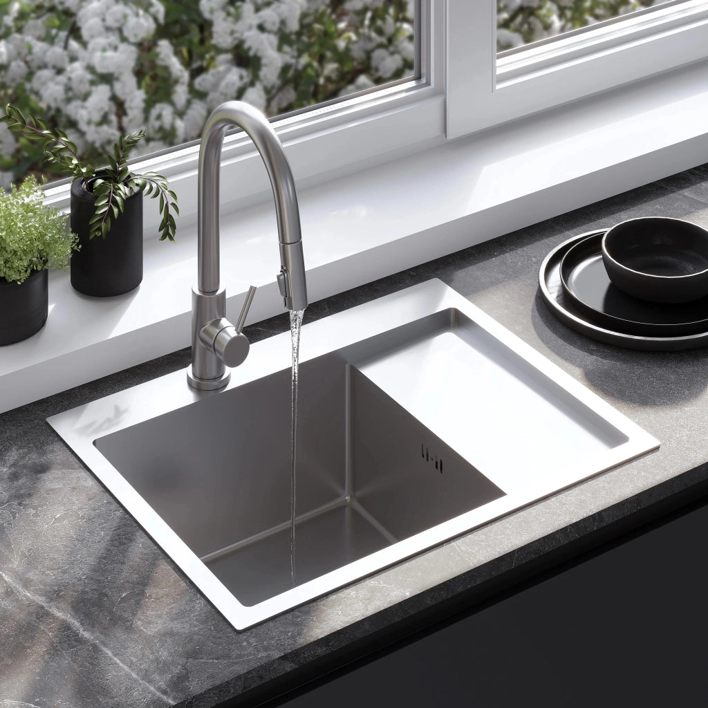 Lavello In Acciaio Fin Brush Nickel senza rubinetto da cucina