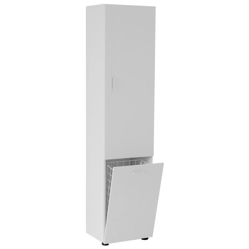Mobile Bagno 2 Ripiani Amovibili+cestino Metallo 40x31,5x170cm Bianco