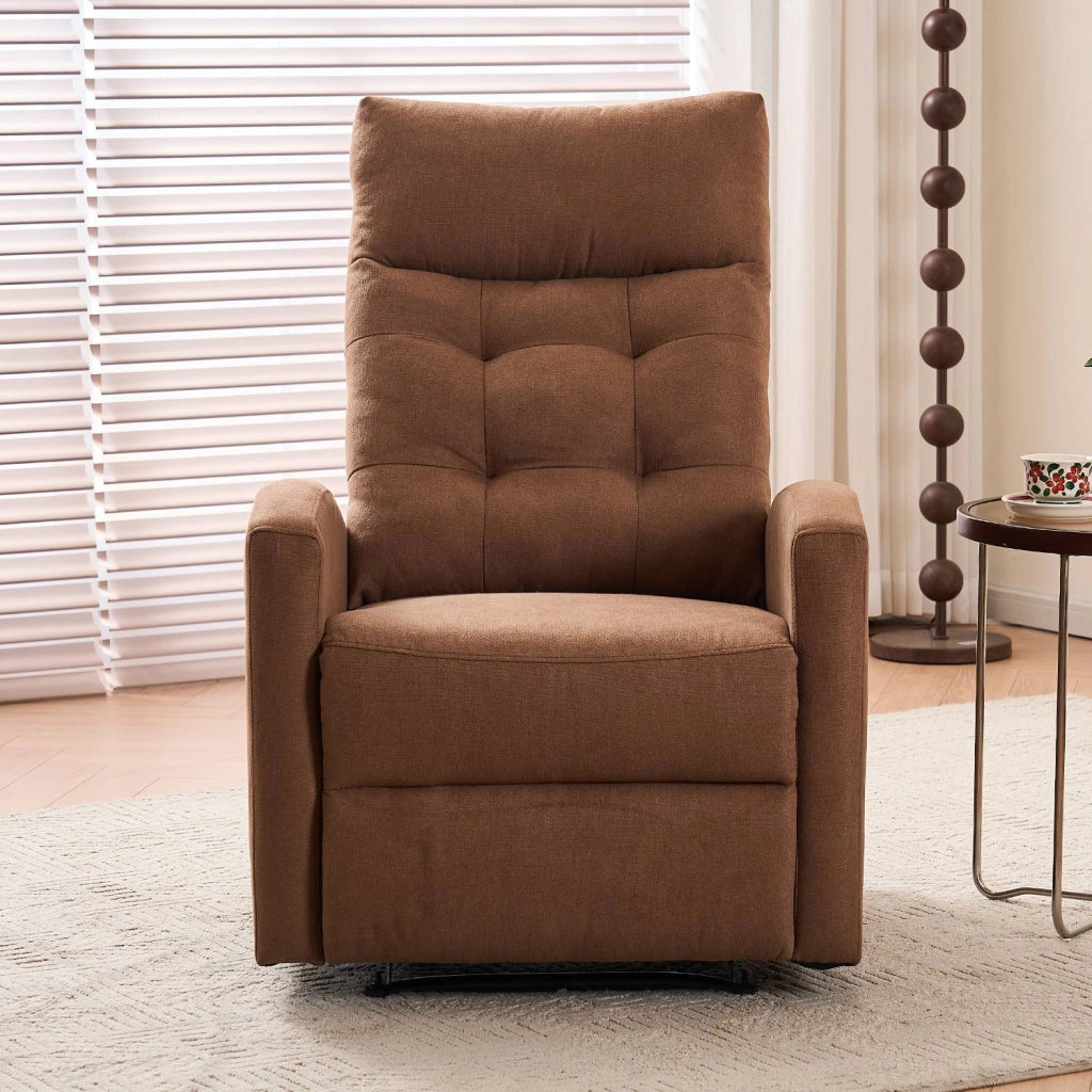 Marvin Poltrona Relax Reclinabile Manuale con Poggiapiedi Solena, Schienale Regolabile Seduta Ergonomica in Tess Marrone