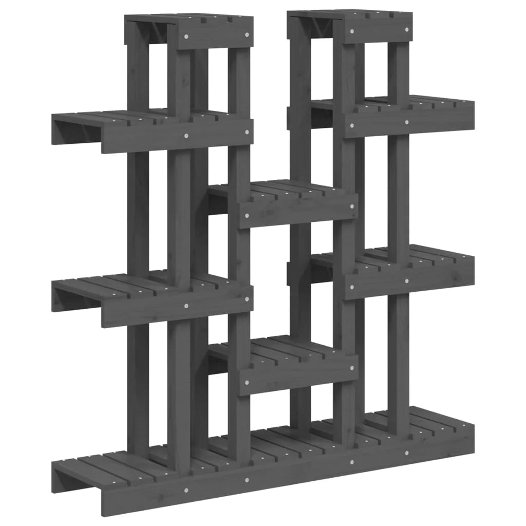 Portavasi mobiletto portafiori 104,5 x 25 x 109,5 cm legno massello di pino grigio 02_0045234