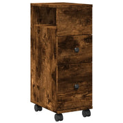 Mobile da Bagno | Armadio da bagno Stretto con Ruote Rovere Fumo in Truciolato