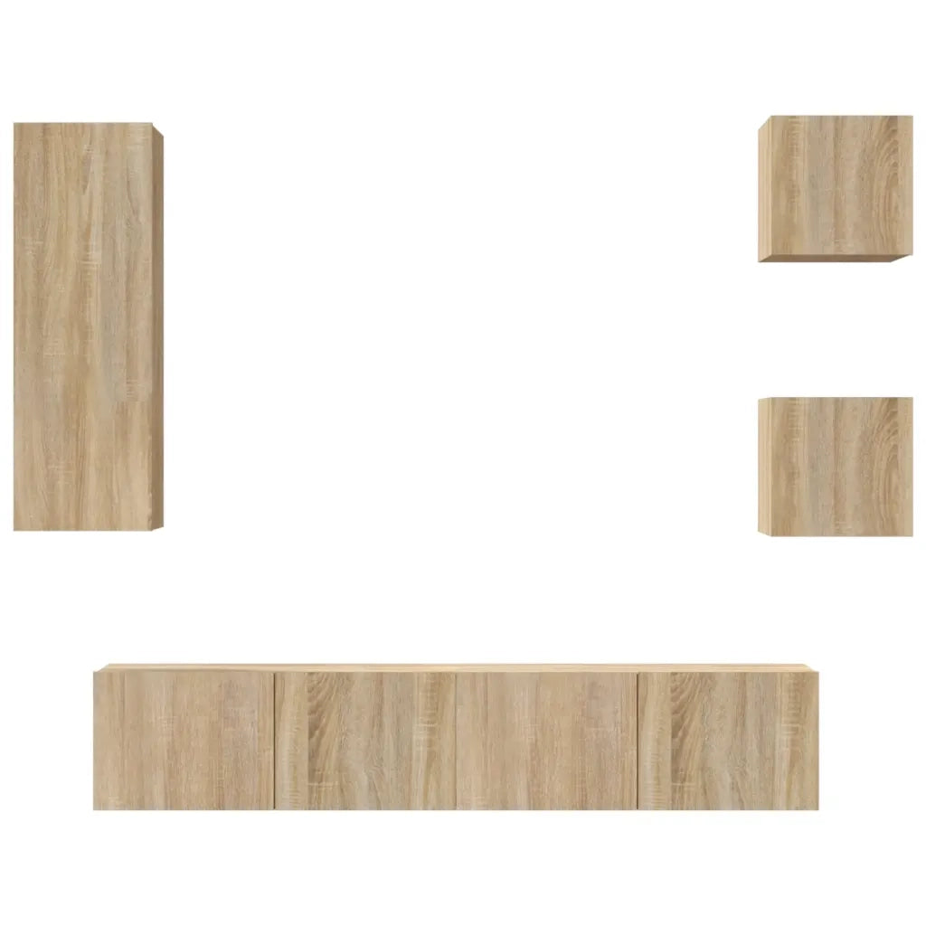Set di Mobili Porta TV 5 pz Rovere Sonoma in Legno Multistrato cod mxl 20107