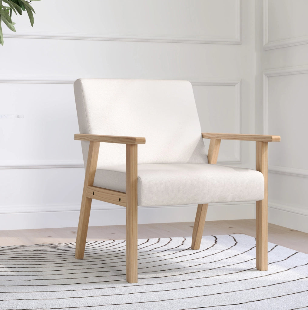 Poltrona scandinava in lino color crema