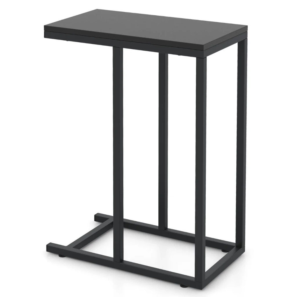 Tavolino laterale a forma di C 45,5 x 25,5 x 64 cm moderno supporto multiuso finitura in metallo nero opaco 20_0013867