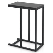 Tavolino laterale a forma di C 45,5 x 25,5 x 64 cm moderno supporto multiuso finitura in metallo nero opaco 20_0013867