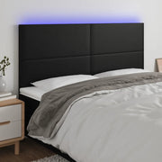 Testiera a LED-Testata con LED Nera 180x5x118/128 cm in Similpelle 346336