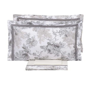 Set Lenzuola Matrimoniale Sopra Sotto e Federe con Stampa Garrini Lauren Grigio