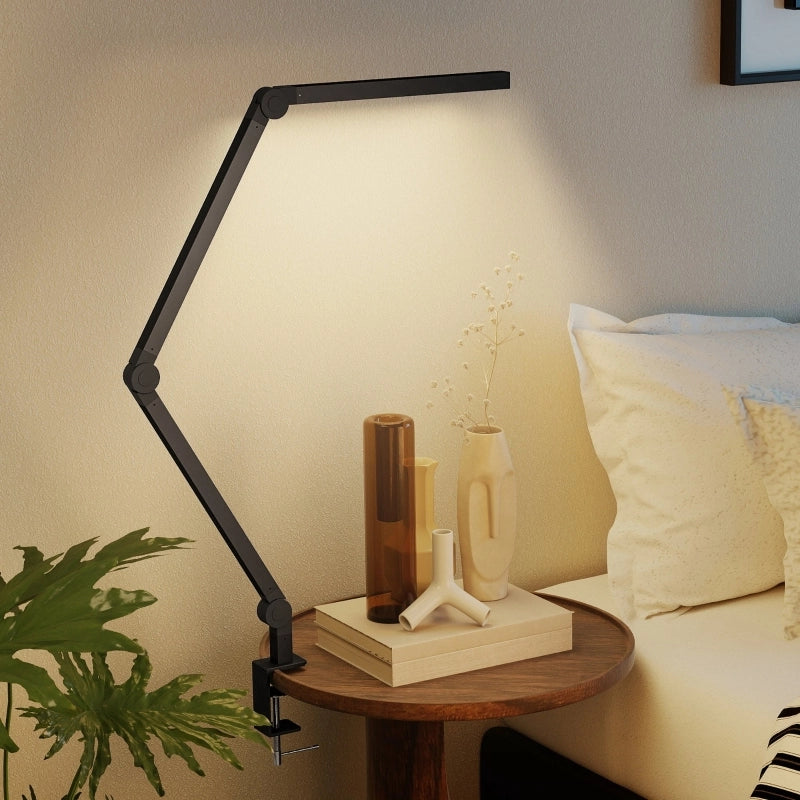 Lampada da scrivania, luminosit¨¤ e colore regolabili, morsetto in metallo, 96 LED, nera
