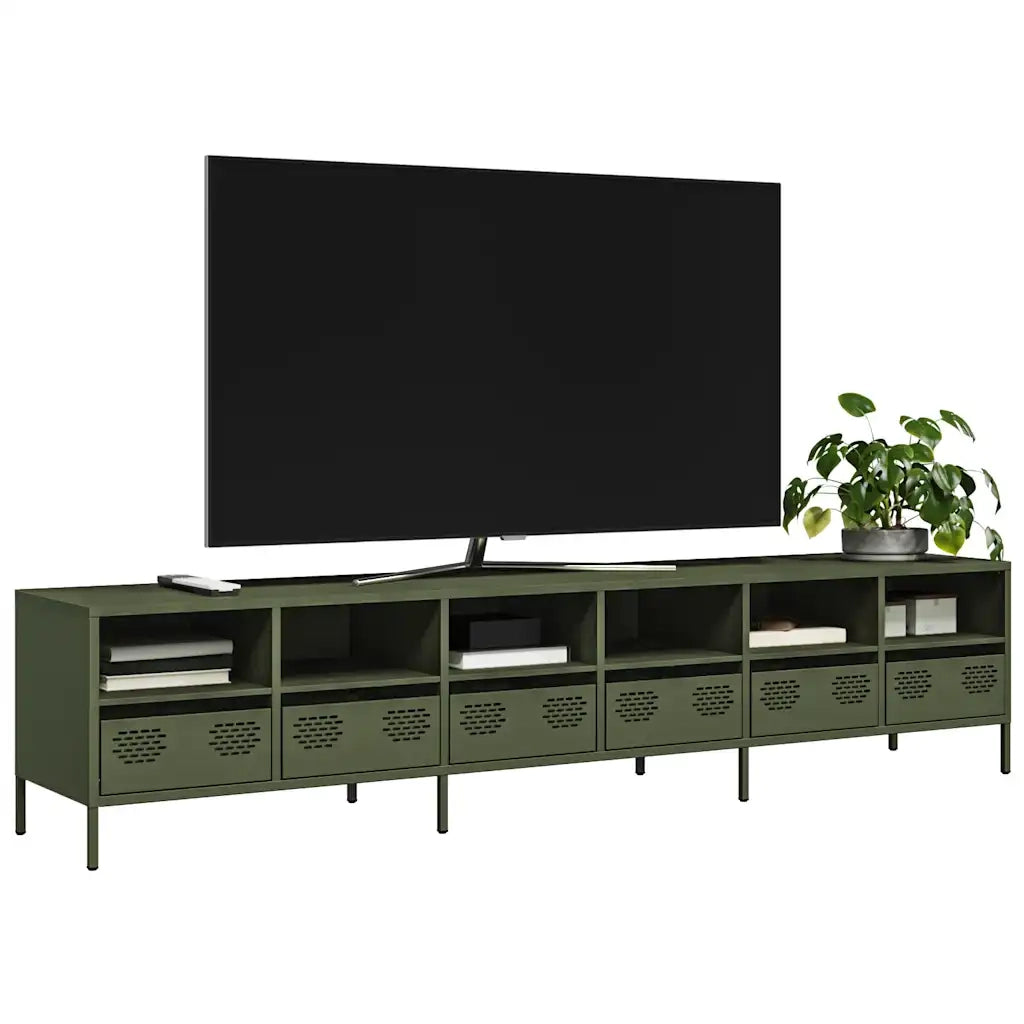 Mobile TV Verde Oliva 202x39x43,5 cm Acciaio Laminato a Freddo 3307159