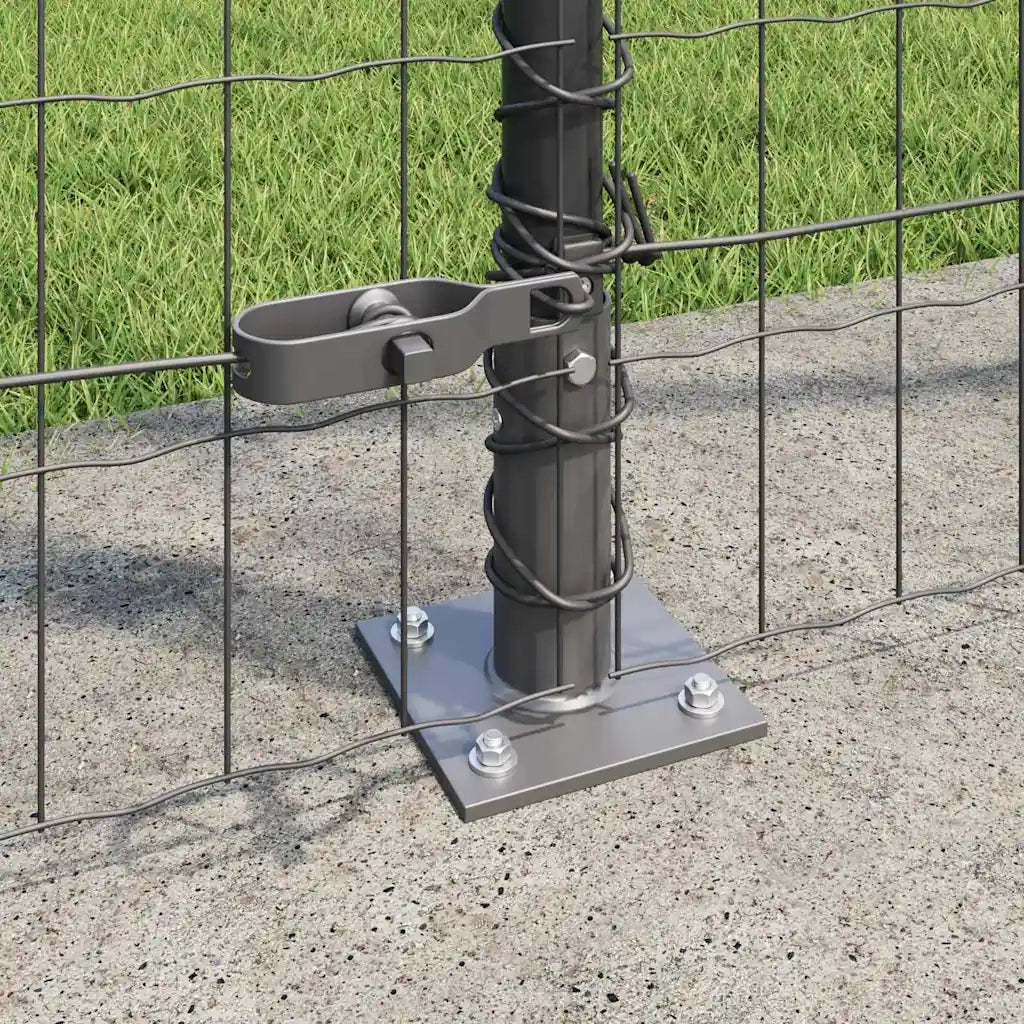 Recinzione con Posto Grigio 1,6 x 10 m Acciaio e PVC