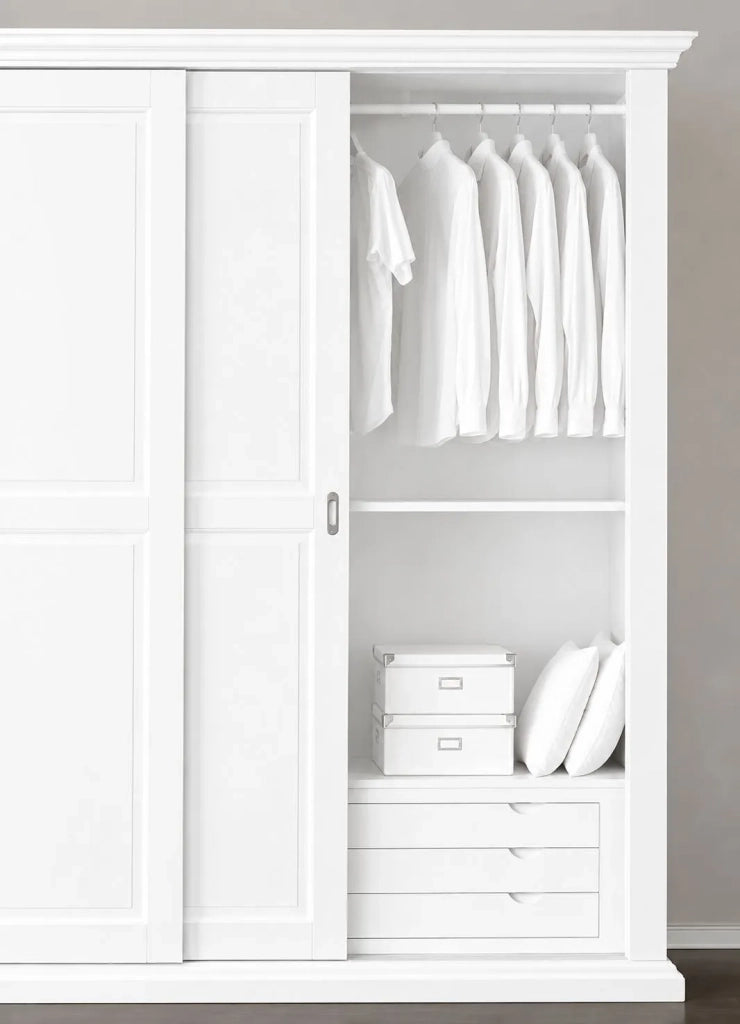 Armadio classico 2 porte scorrevoli legno shabby bianco 275x66x254 (2166) - Mobili 2G