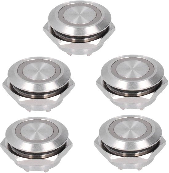 Drukknopschakelaar Acqua Resistente - 19 mm - Indicatore LED - Mini Rilascio Automatico - Adatto per Applicazioni Elettroniche - Rosso