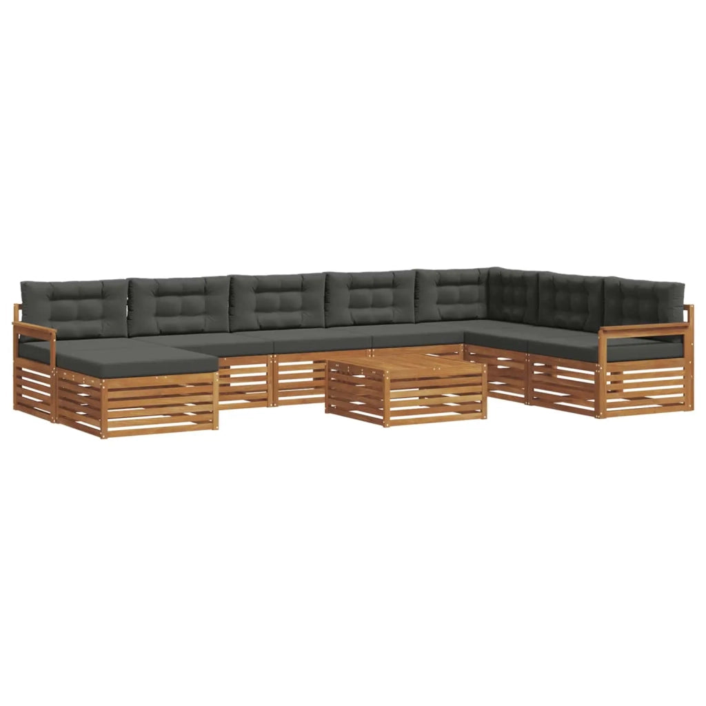 Set di divani da esterno con cuscino 9 pcs Naturale e Antracite 3373967