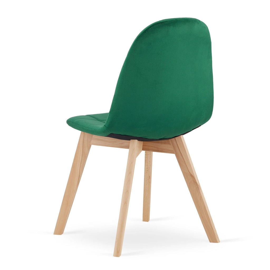 Sedia Valora NUUC in velluto verde scuro, design ergonomico x3