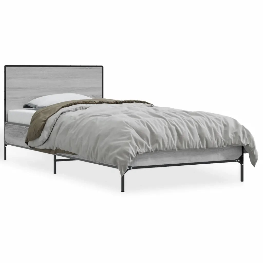 Giroletto-Struttura Letto Grigio Sonoma 75x190cm in Legno Multistrato e Metallo 730846