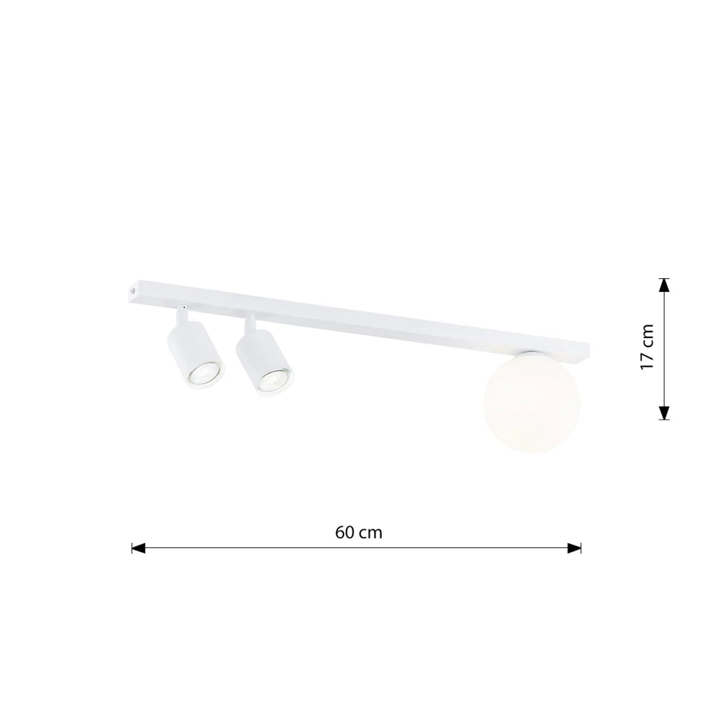 Plafoniera Minimal 3 Luci Sobek In Acciaio Bianco E14+Gu10