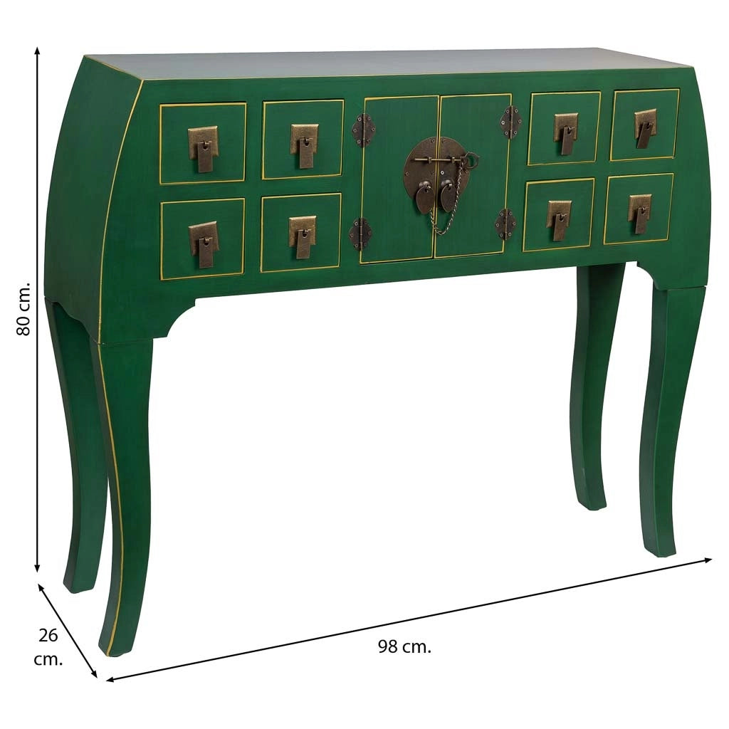 Mobile da ingresso in legno con 4 cassetti e 2 porte 98x26x80h cm