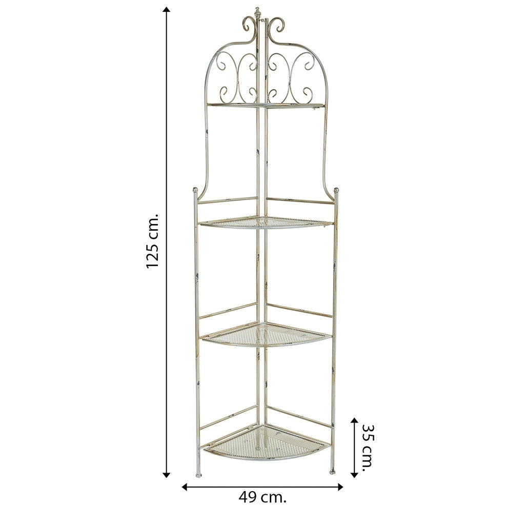 Scaffale angolare in ferro battuto argento 49x35x125h