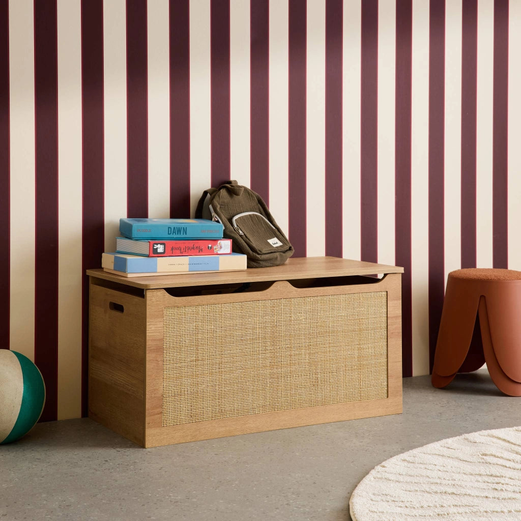 Scatola per giocattoli in legno per bambini, marrone naturale