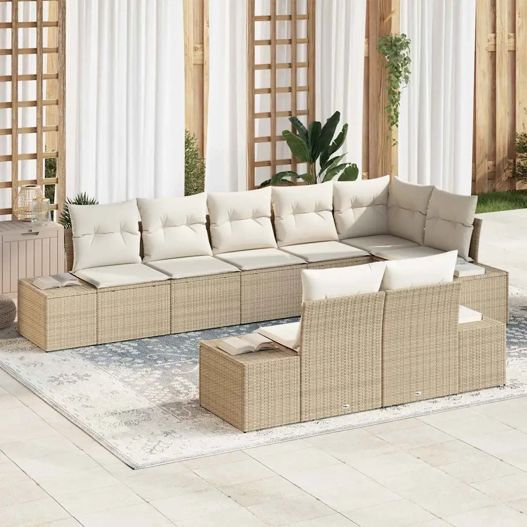 Set Divano da Giardino 8 pcs Beige e Crema polyrattan 3347111