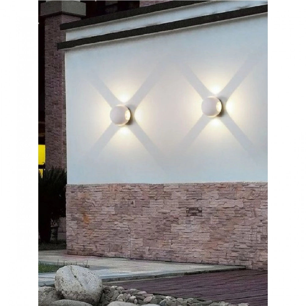 Trade Shop - Applique Muro A Sfera 4 Fasci Di Luce Esterno Bianco Luce 3000k 6000k 4000k Es58 -