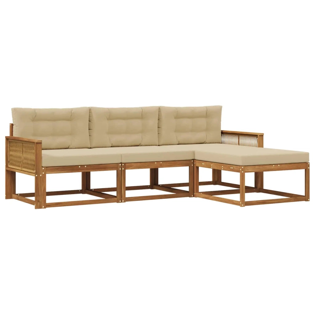 Set di divani da esterno 4 pz Naturale e Beige 3382471