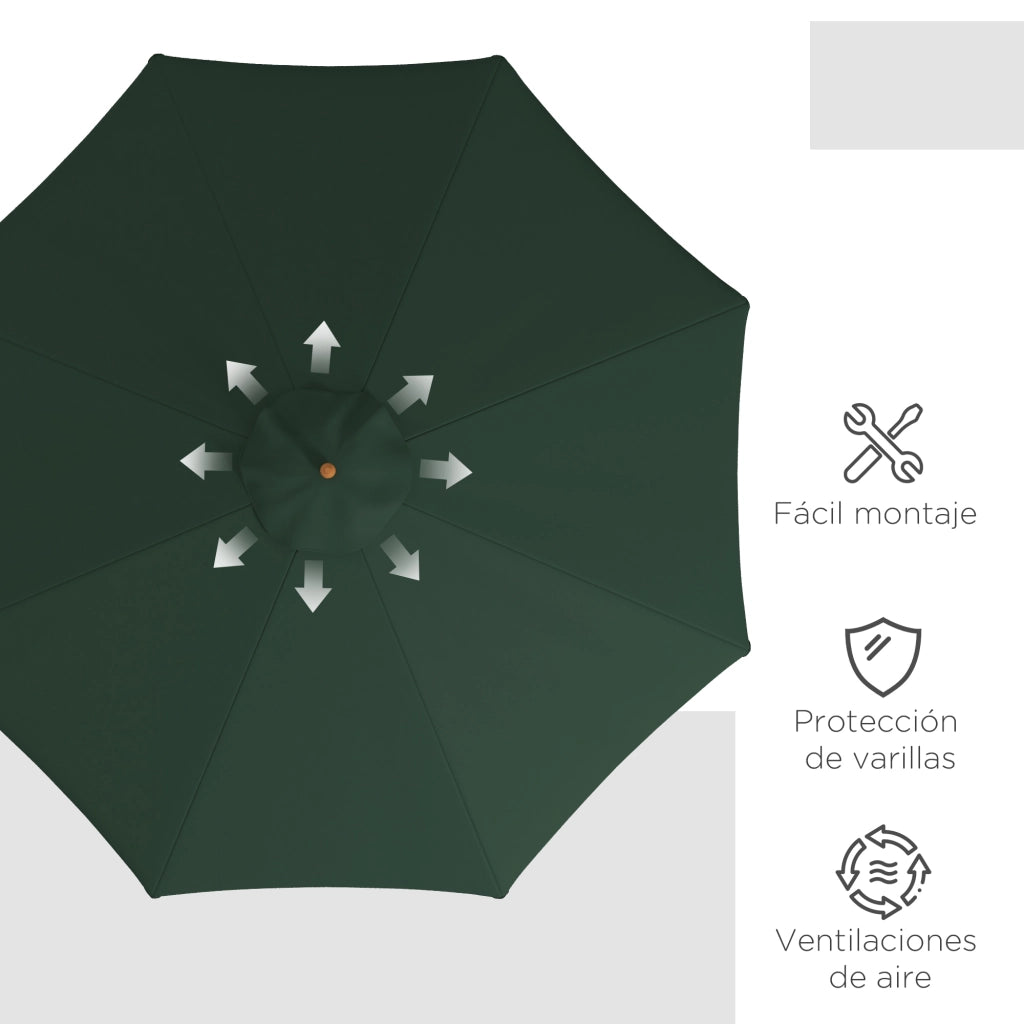 Ombrellone da Giardino in Legno con Sistema a Puleggia ¨C Zephmum ¨C Verde 325x250 cm