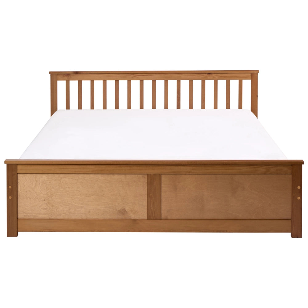 Letto matrimoniale in pino MDF con rete a doghe 180 x 200 cm in marrone stile minimalista scandinavo
