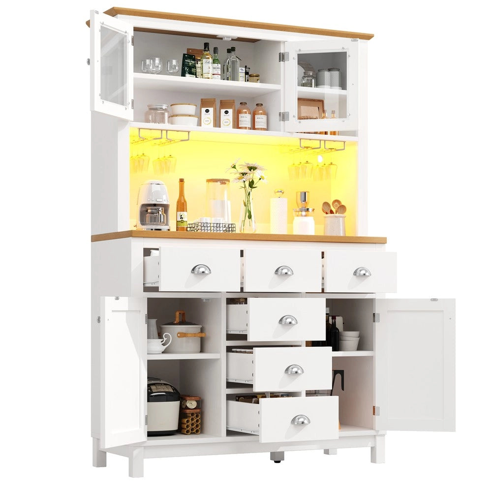 Credenza con LED ¨C Xylo ¨C Verde/Bianco, 4 Ante, 104x40x180cm