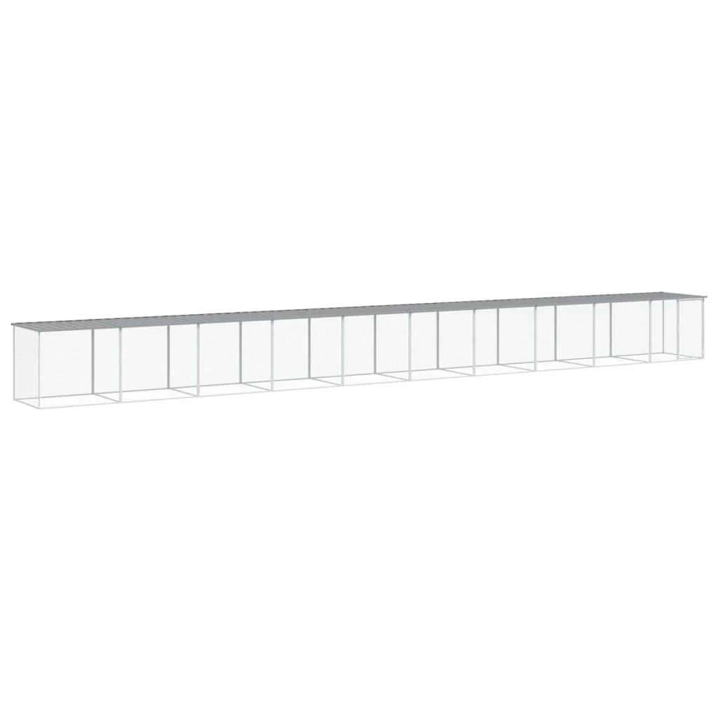 Recinto per pollaio con tetto leggero 1003 x 98 x 90 cm in acciaio zincato grigio 02_0043979
