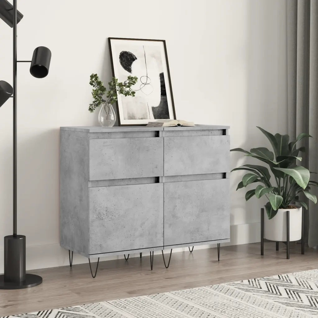 Credenze 2 pz Grigio Cemento 40x35x70 cm in Legno Multistrato 831157