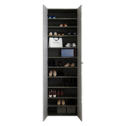 Ruggiero, Armadio Multiuso 2 Ante 10 Ripiani, 63x212h cm Grigio Cemento