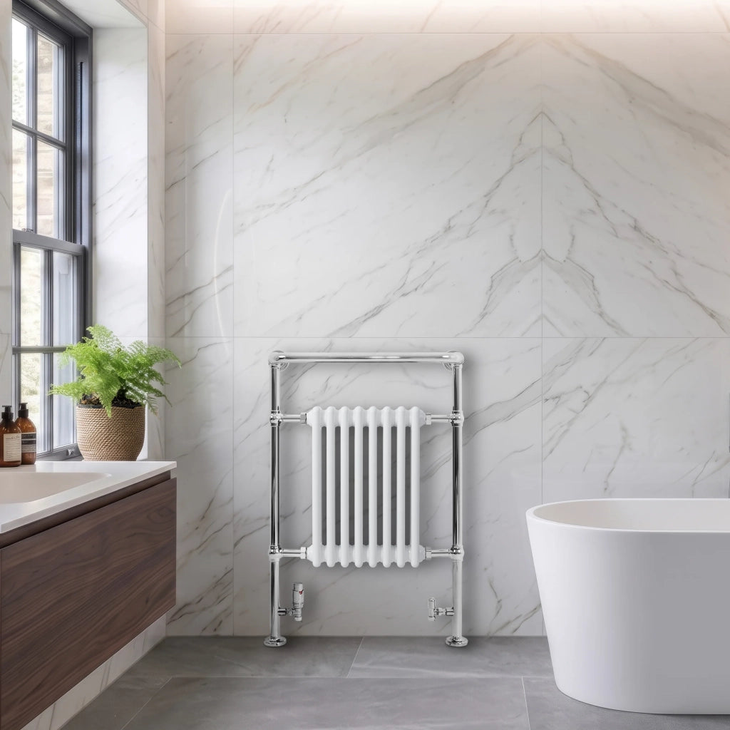 Radiatore Bagno Tradizionale 950x660mm Bianco Cromato Scaldasalviette
