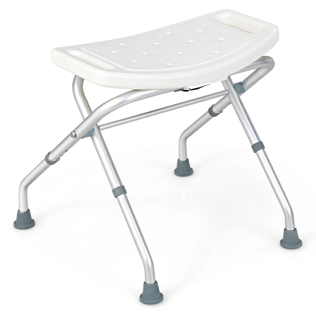 Sgabello per doccia regolabile in altezza a 3 livelli con maniglie portata 150kg, Sedia per doccia 53x50x52,5cm-Sedie per doccia