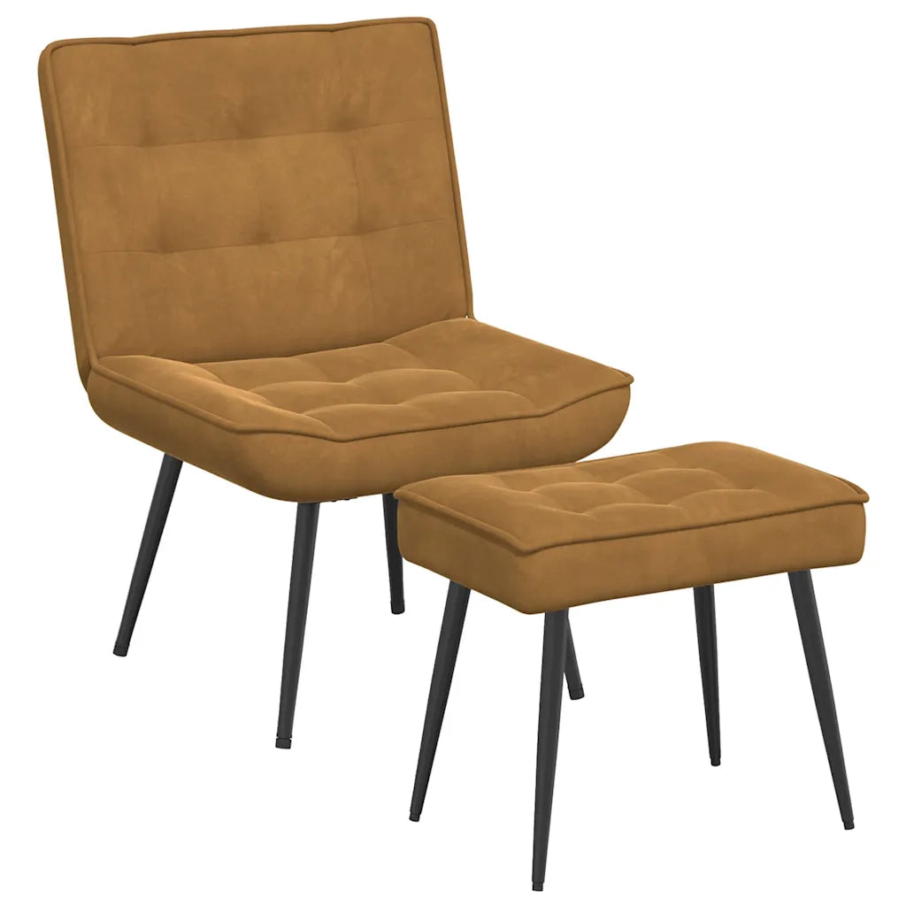 Divano Sedia-Poltrona Relax con Poggiapiedi Marrone in Velluto 226917