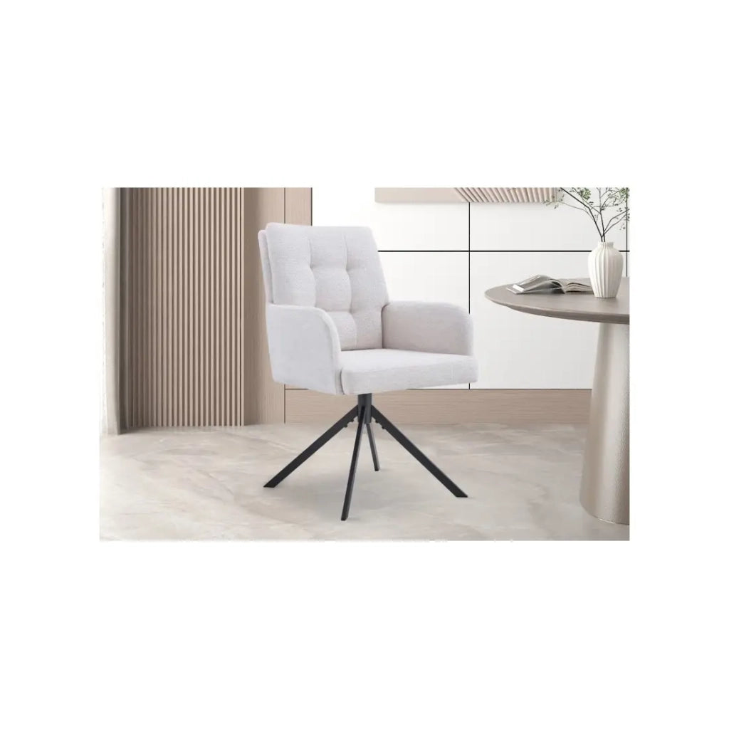 Sedia girevole PLUMO – Tessuto écru – L50 x H85 x P62 cm