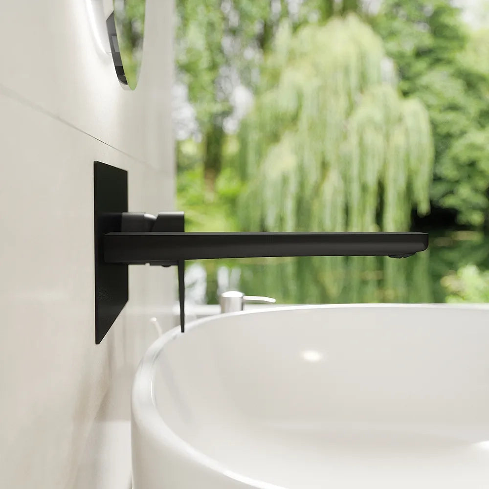 Set miscelatori: lavabo ad incasso bidet senza scarico e incasso doccia c/deviatore nero opaco | Jane