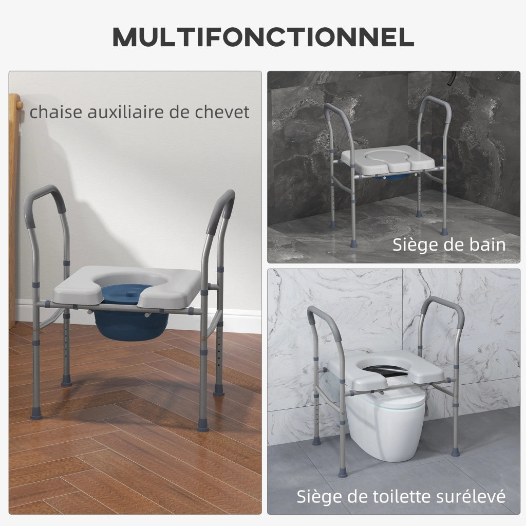 Sgabello WC 4 in 1 Multifunzione con Altezza Regolabile e Seduta Imbottita ¨C zephmum ¨C Grigio