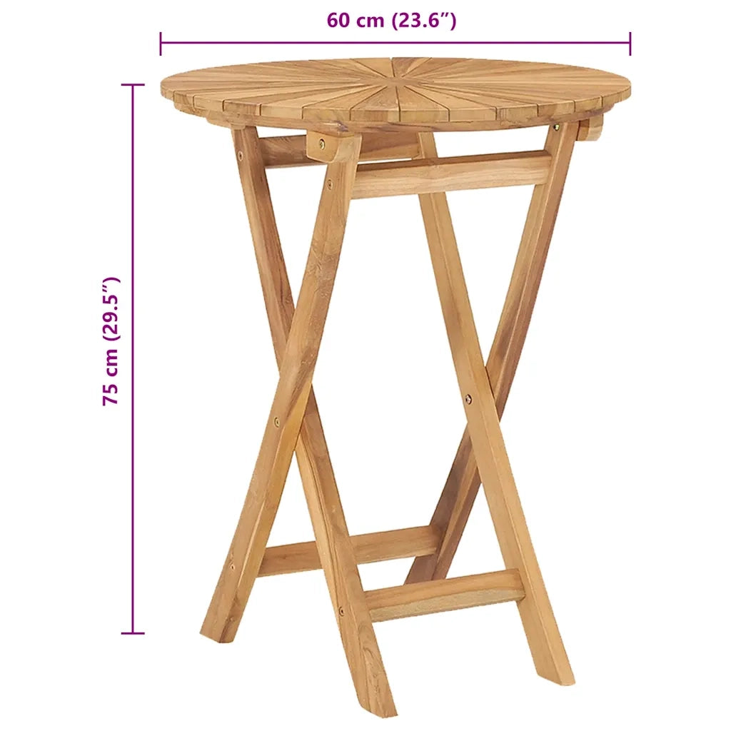 Tavolo da Giardino Pieghevole Ã˜  60 cm Legno Massello di Teak cod mxl 34285