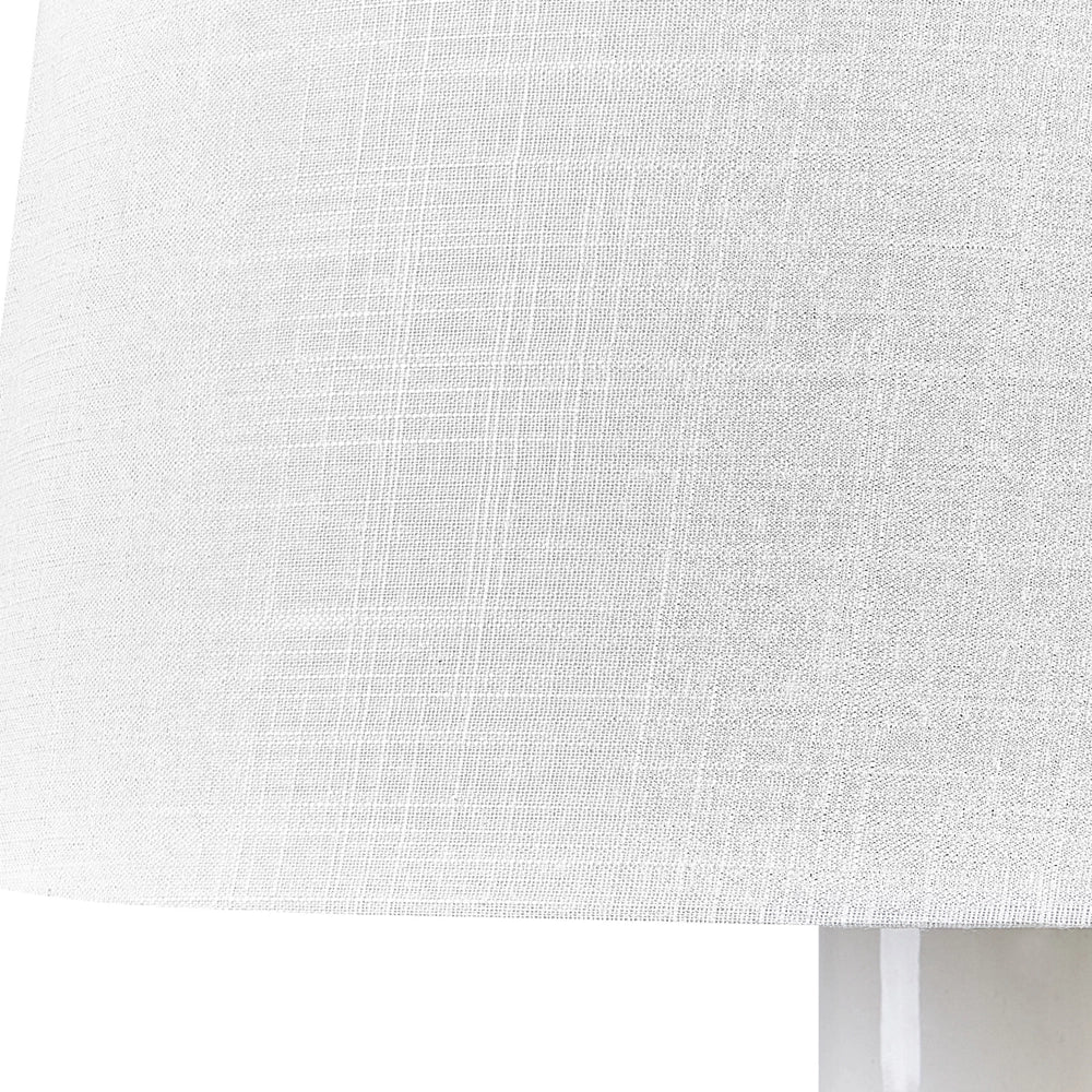 Lampada da tavolo in ceramica bianca di lino base 46 cm lucida paralume in tessuto scrivania classica