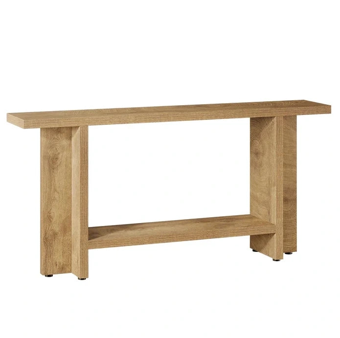 Tavolo consolle a 2 ripiani in MDF 150 x 30 x 80 cm marrone