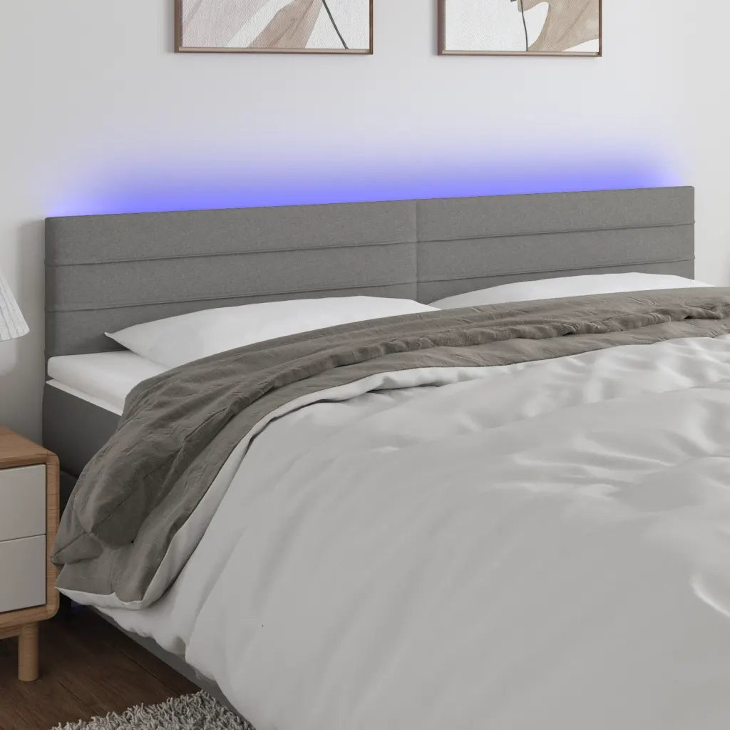 Testiera | Testata a LED Grigio Scuro 180x5x78/88 cm in Tessuto