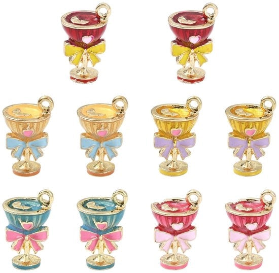Set di Cucchiai per Cocktail da 10 pezzi in Ceramica - Ideali per Creare Gioielli Artigianali - Charms per Bracciale o Collana - 5 Colori - Comodi e Sostenibili