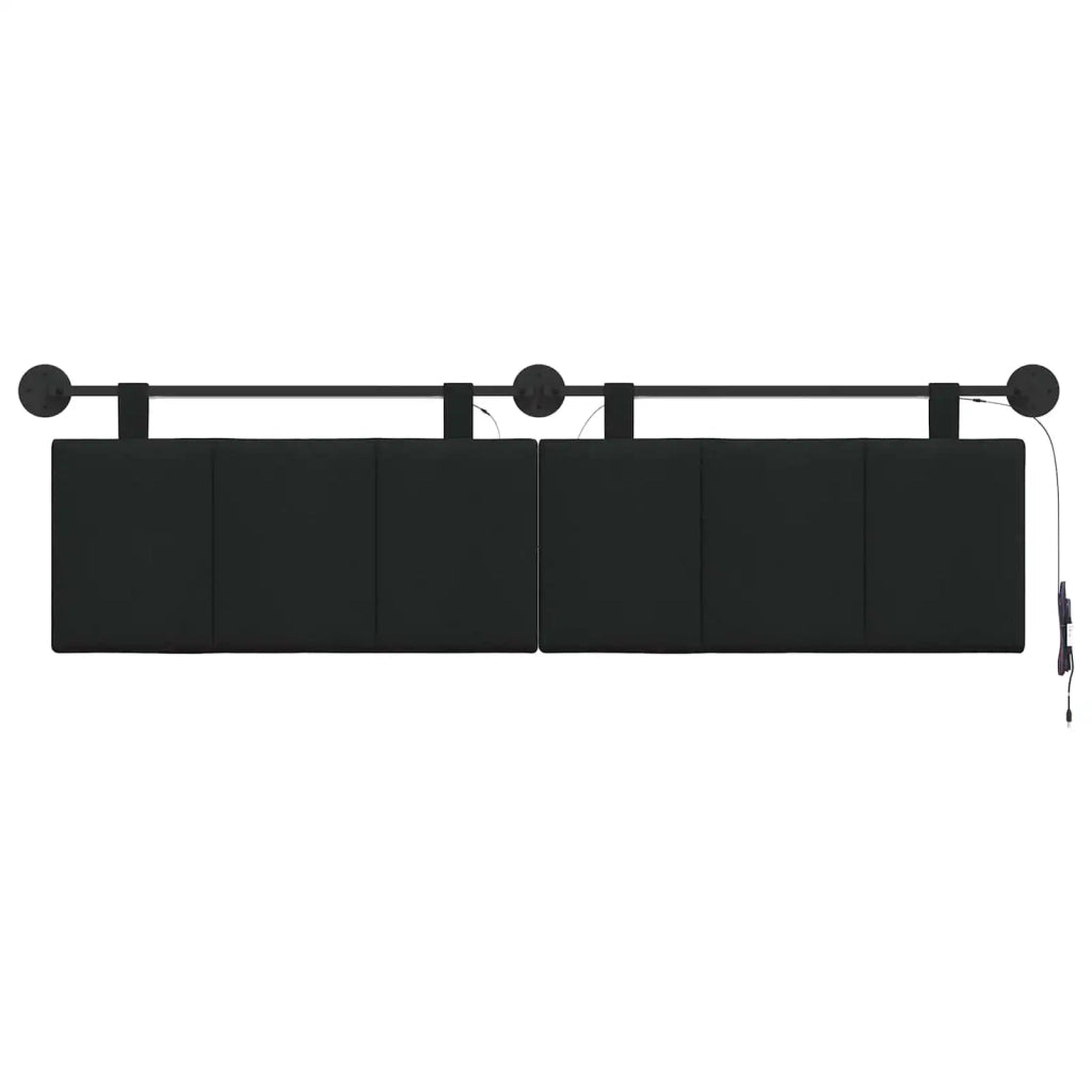 Testiera sospesa Con luce LED Nero Tessuto