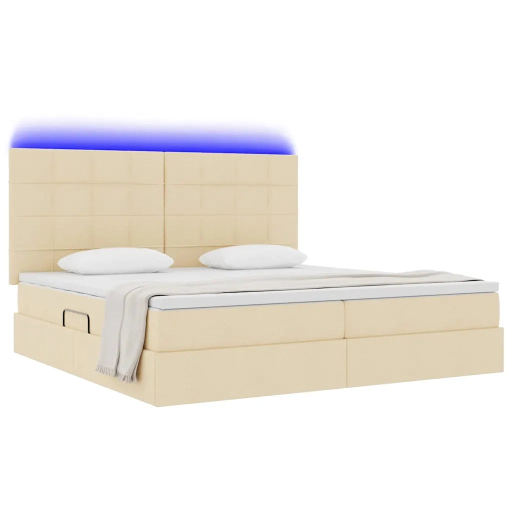 Letto con contenitore LED e materasso Crema 200 x 200 cm