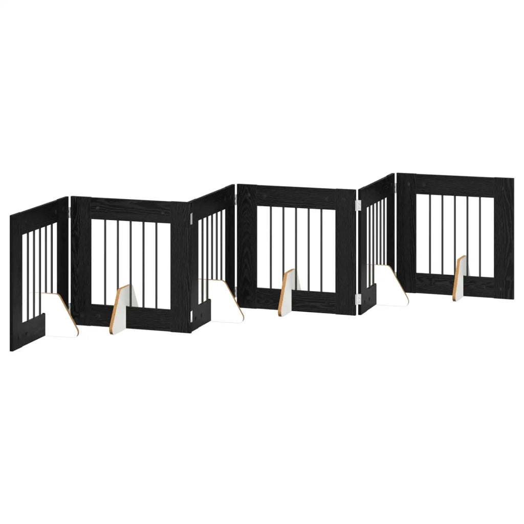 Cancello per cani con supporti 6 pz Rovere Nero 60 x 60 cm CFW7371796