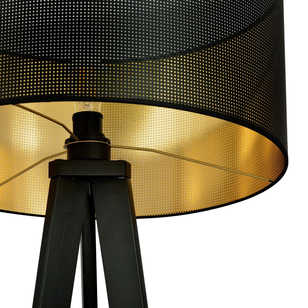 Piantana Moderno Drago Acciaio Nero Oro 1 Luce E27 Ip20