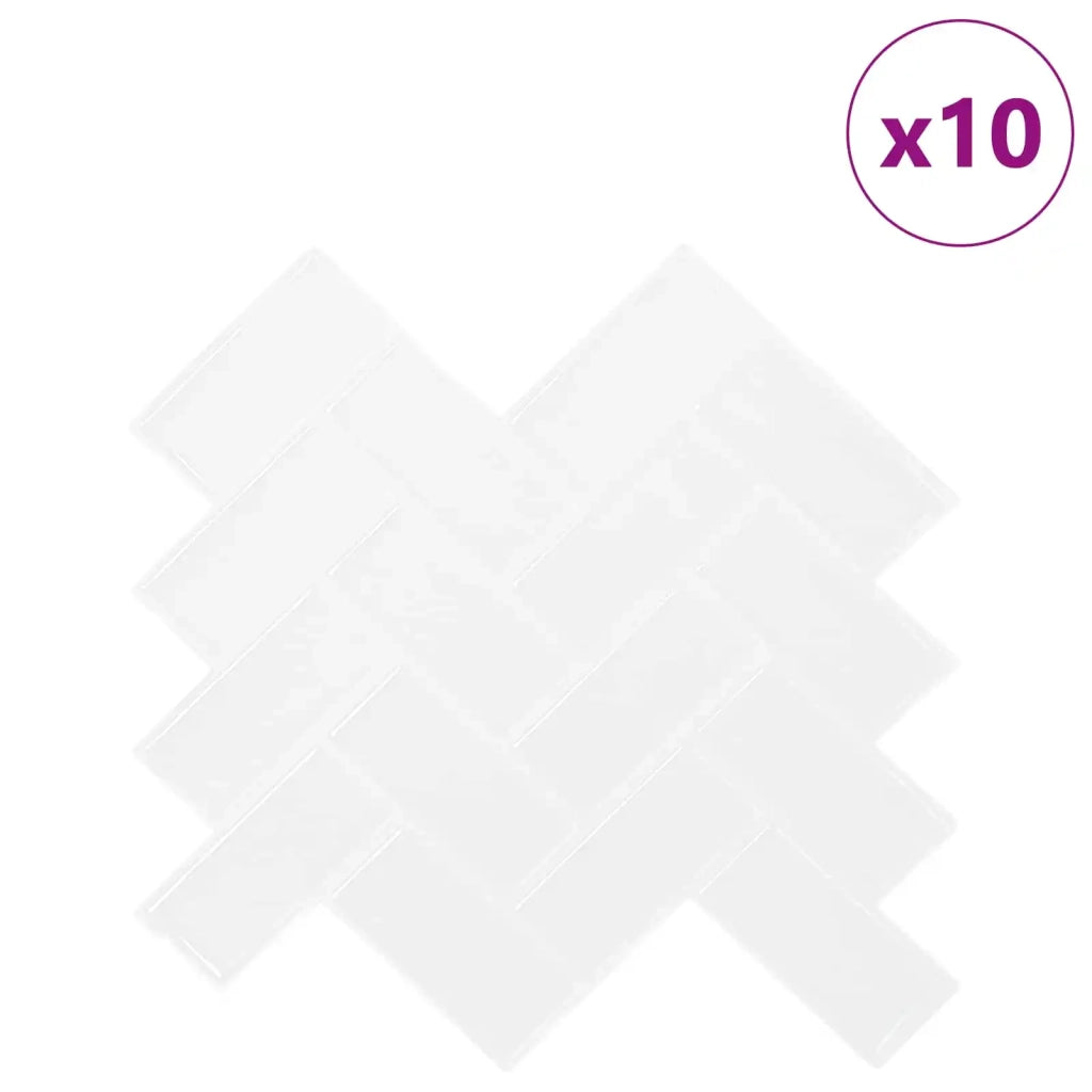 Piastrella a Spina di Pesce 10 pcs Bianco 30 x 30 cm